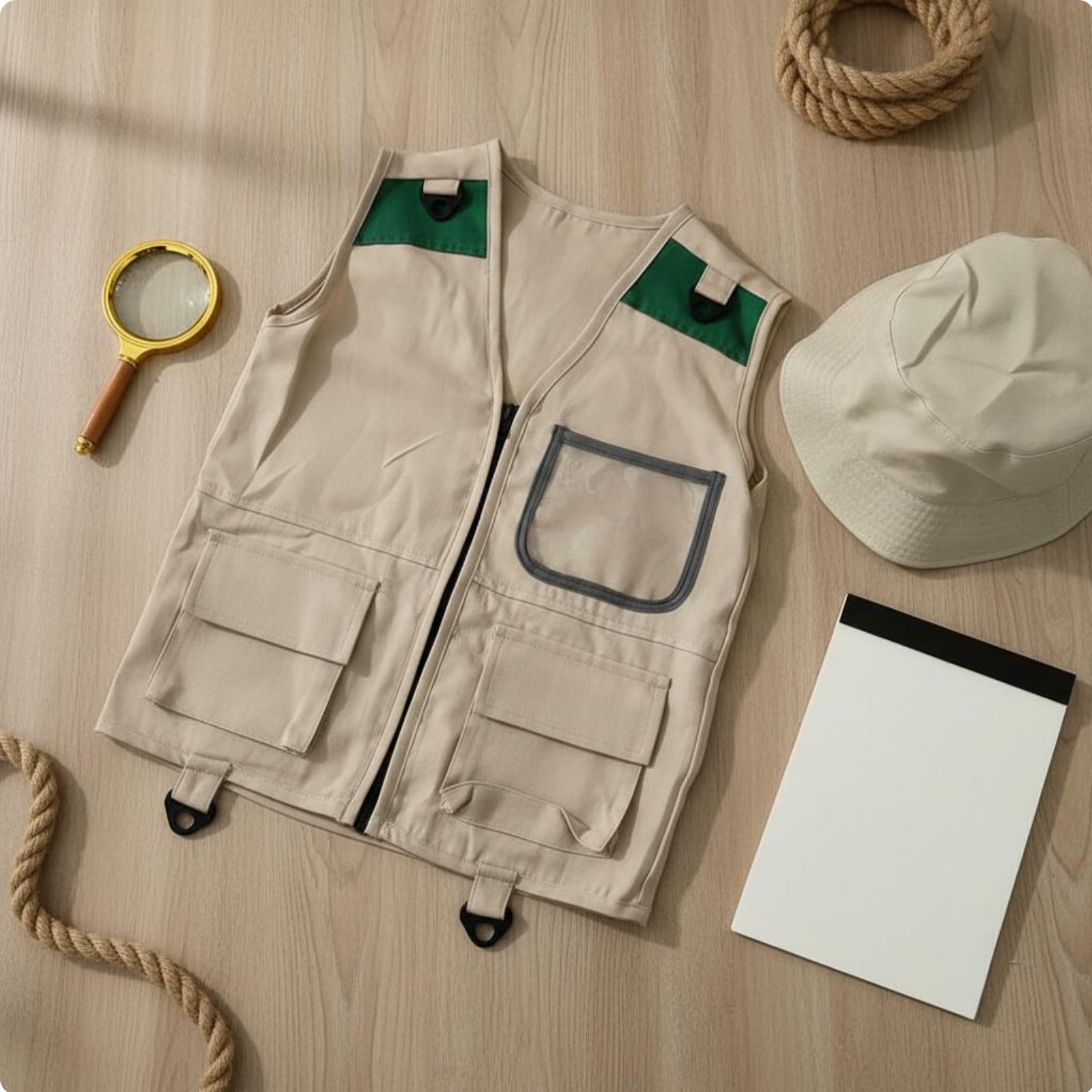 Outdoor Adventure Kids Party - Ensemble gilet et chapeau d'explorateur pour