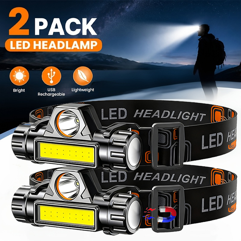Headlamp Waterproof Rechargeable - Lampe frontale LED super lumineuse, rechargeable,