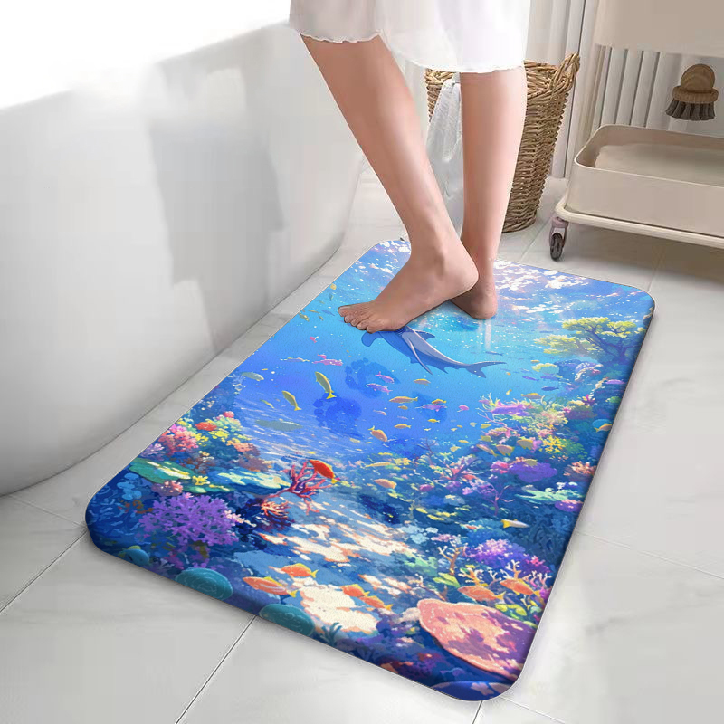 Outdoor Adventure World - Tapis de bain motif Dauphin, Poisson,