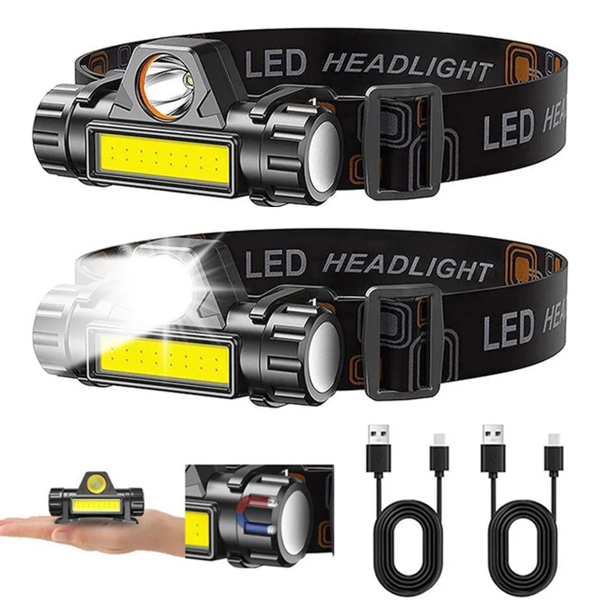1-3 pièces Rechargeable COB LE - Headlamp Waterproof Rechargeable avis et prix