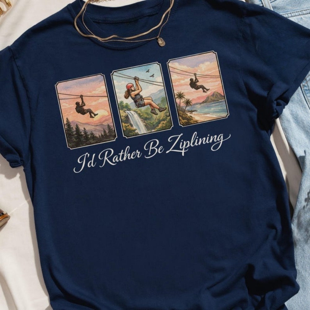 T-shirt « I'd Rather Be Ziplin - Outdoor Adventure Ziplines & Waterfall Puerto Vallarta avis et prix
