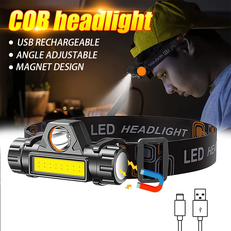 Lampe frontale LED COB Recharg - Headlamp Waterproof Rechargeable avis et prix